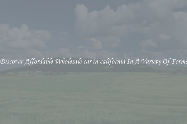 Discover Affordable Wholesale car in california In A Variety Of Forms